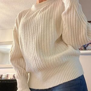 Cream wool crew neck sweater